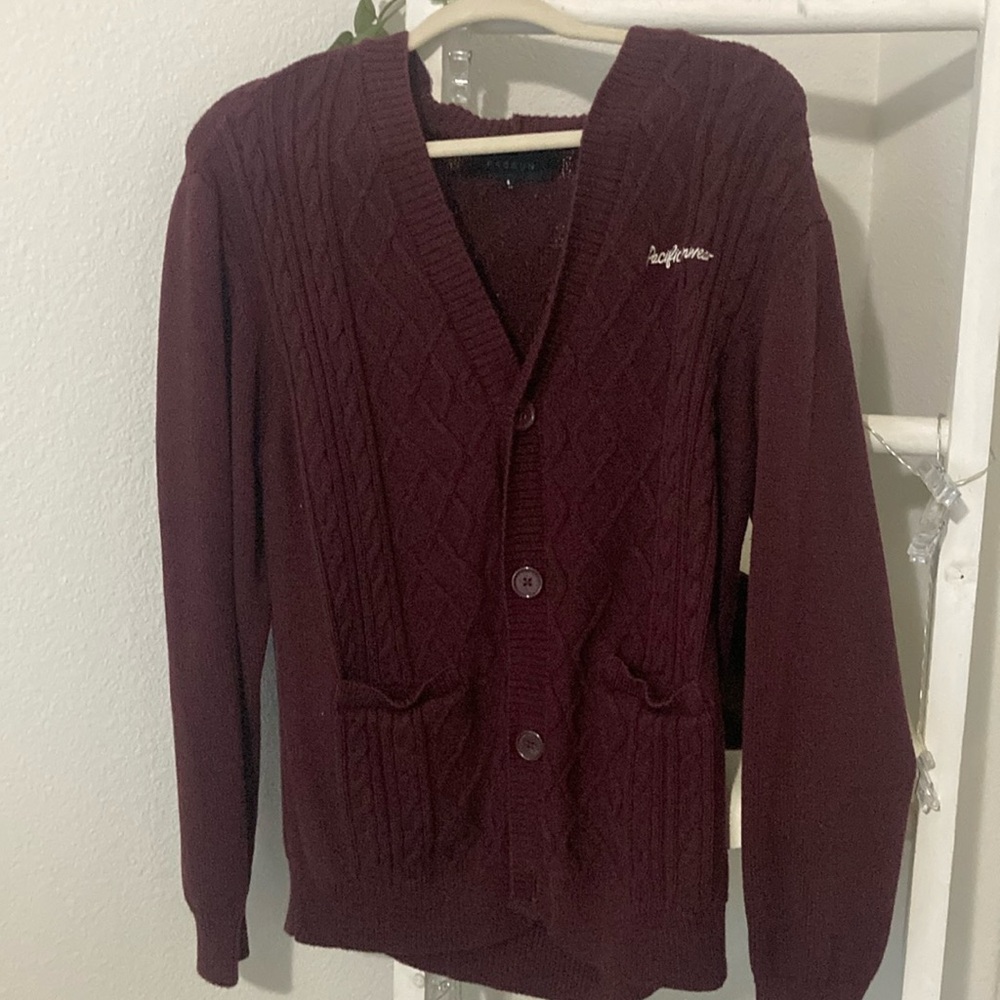 PacSun Unisex Burgundy knitted cardigan